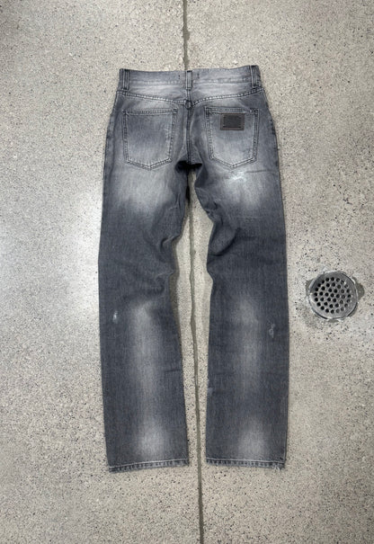 2000s Dolce & Gabbana Washed Grey Distressed Denim