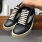 Rick Owens ‘Mainline’ Black Leather ‘Vans’ Low Top Sneakers