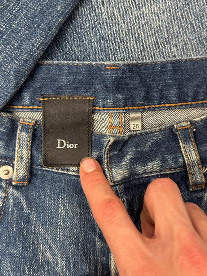 Dior Homme ‘Paint Splatter’ Blue Washed Skinny Denim