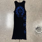 Chrome Hearts Blue Plus Cross Ribbed Black Tank Top