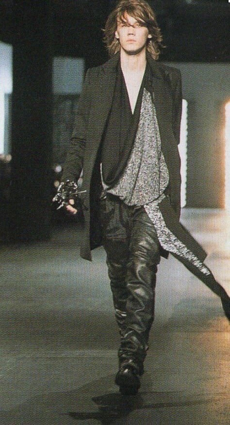 AW2003 Dior Homme ‘Luster’ Waxed Black Tape Seam Bondage Shirt