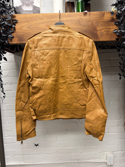 Dolce and Gabbana Brown Goatskin Leather Jacket with Military Inspired Cut
