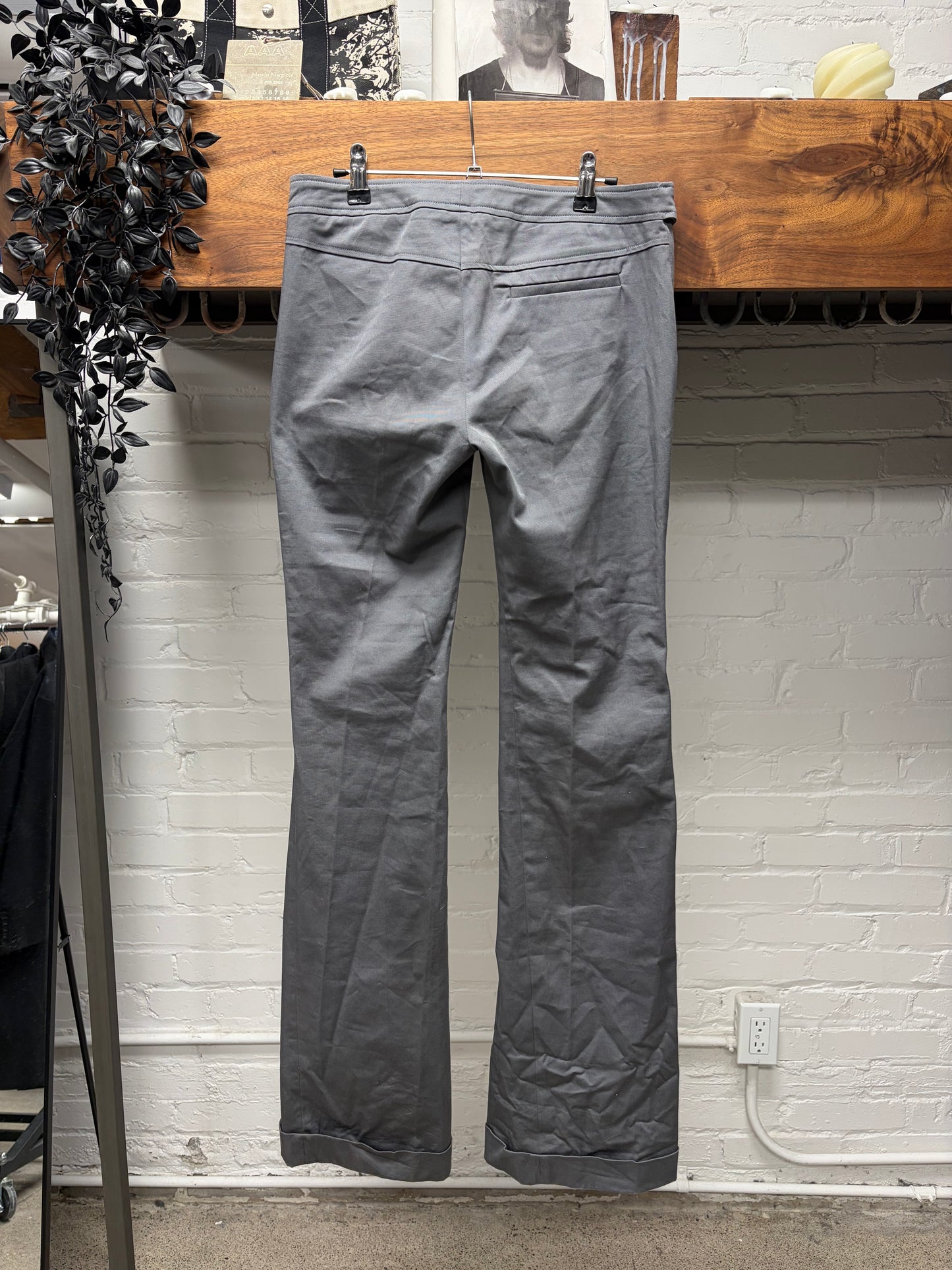 2000s Balenciaga by Nicholas Ghesquiere Pleated Grey Flared Leg Pants
