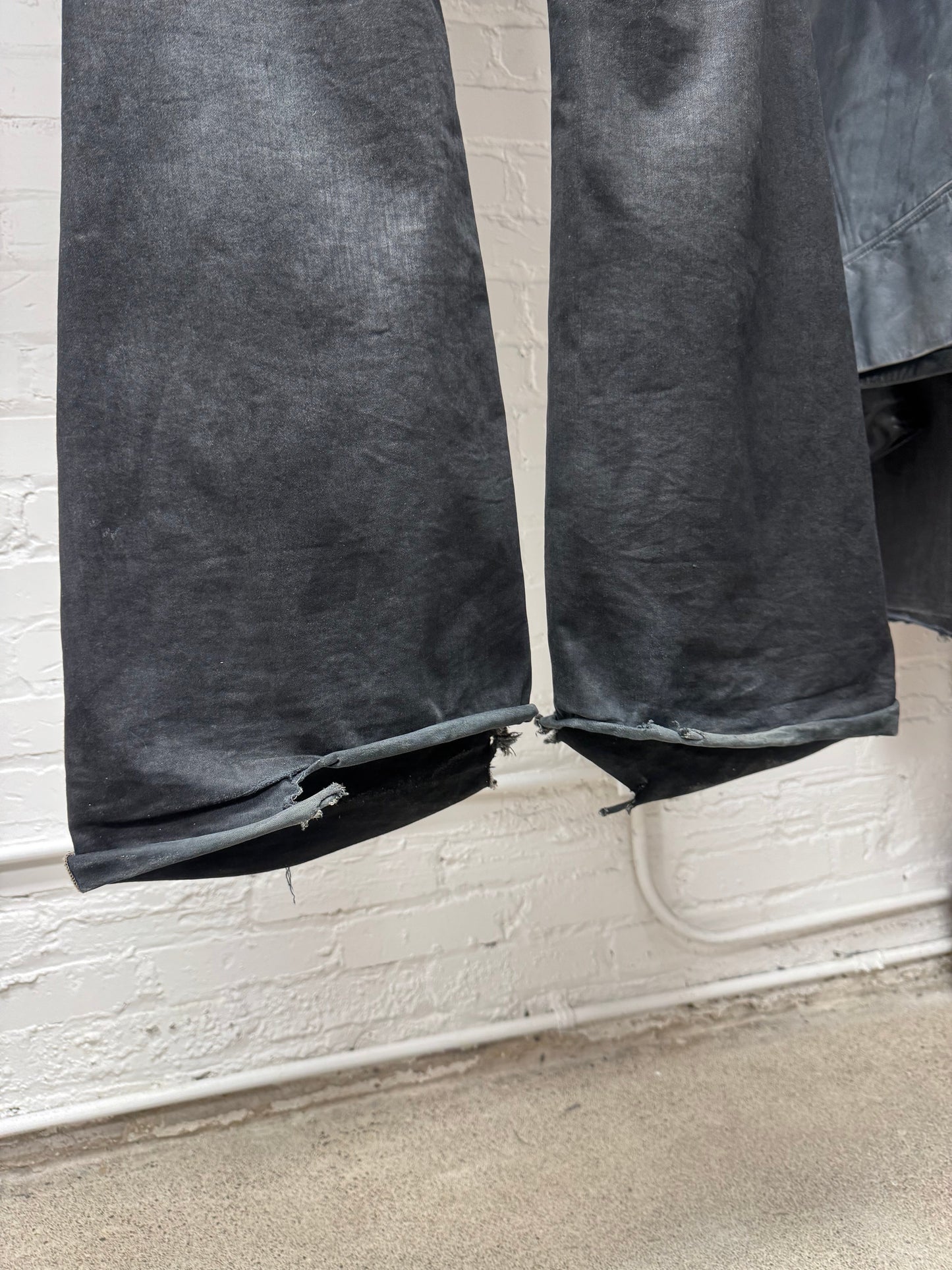Rick Owens DRKSHDW ‘Bolans’ Bootcut Waxed Black Flared Denim