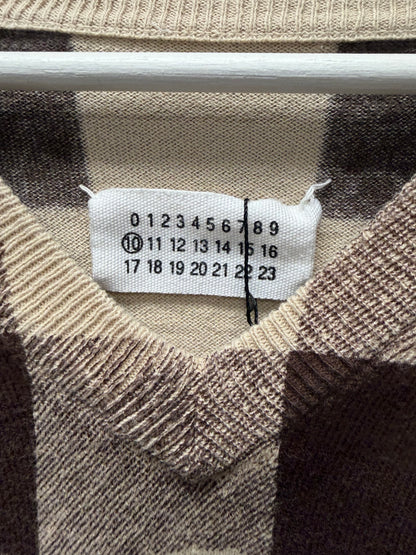 SS2004 Maison Martin Margiela Geometric Patterned Wool Knit V-Neck Sweater