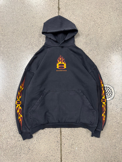 2024 Balenciaga ‘Unity Flame’ Distressed Pullover Hoodie