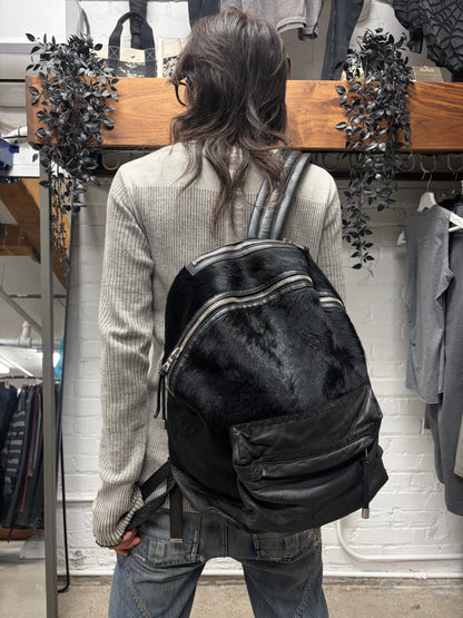 Balmain Pony-Hair/Black Lambskin Leather Backpack