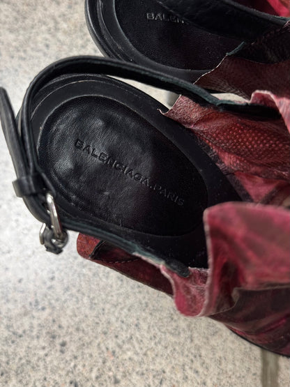 Balenciaga ‘Crinkled Snakeskin’ Sling-Back Heels