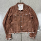 SS2022 Marni Fringe Distressed Brown Denim Trucker Jacket