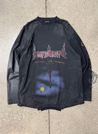SS2023 Balenciaga ‘Paris Moon’ Mudshow Wax Distressed Long Sleeve Shirt