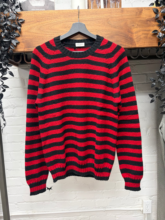 AW2015 Saint Laurent by Hedi Slimane Black/Red Striped Knit Sweater