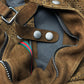 2000s Gucci ‘Diamante’ Perforated Brown Suede Biker Jacket