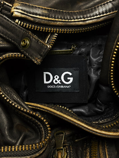 Early 2000’s Dolce & Gabbana Washed Brown Leather Jacket