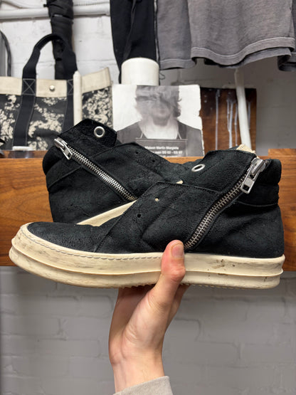 Rick Owens Suede ‘Island Dunk’ Black/Milk Mid Top Sneakers