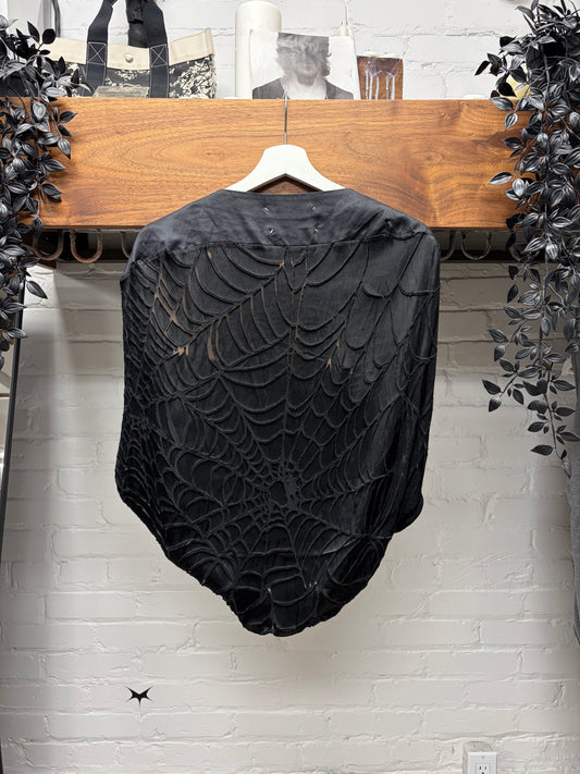 AW2007 Maison Martin Margiela Black Silk ‘Spiderweb’ Cocoon Top