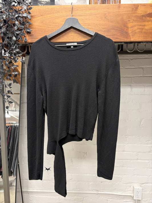 AW2000 Yves Saint Laurent Rive Gauche by Hedi Slimane ‘Black Tie’ Thrashed Bottom Hem Sweater