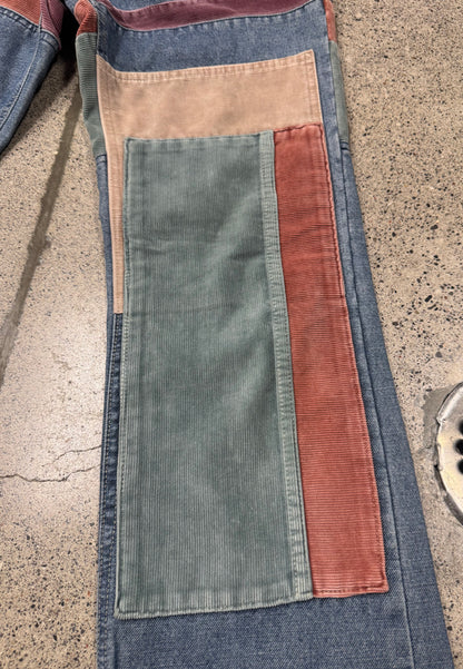 2000s Hysteric Glamour Corduroy Patchwork Flared Denim