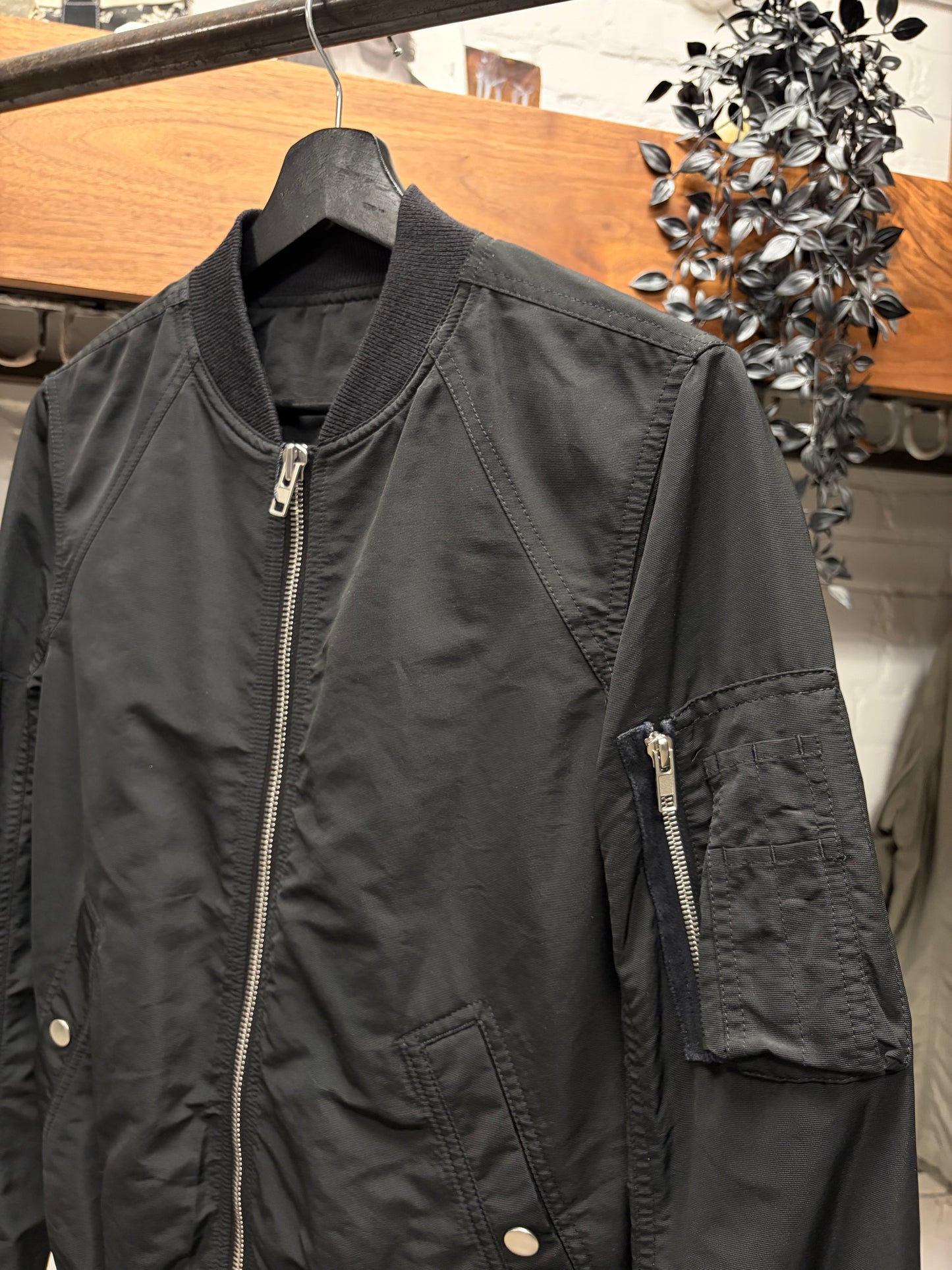 SS2016 Rick Owens DRKSHDW ‘MA-1’ Black Flight Bomber Jacket