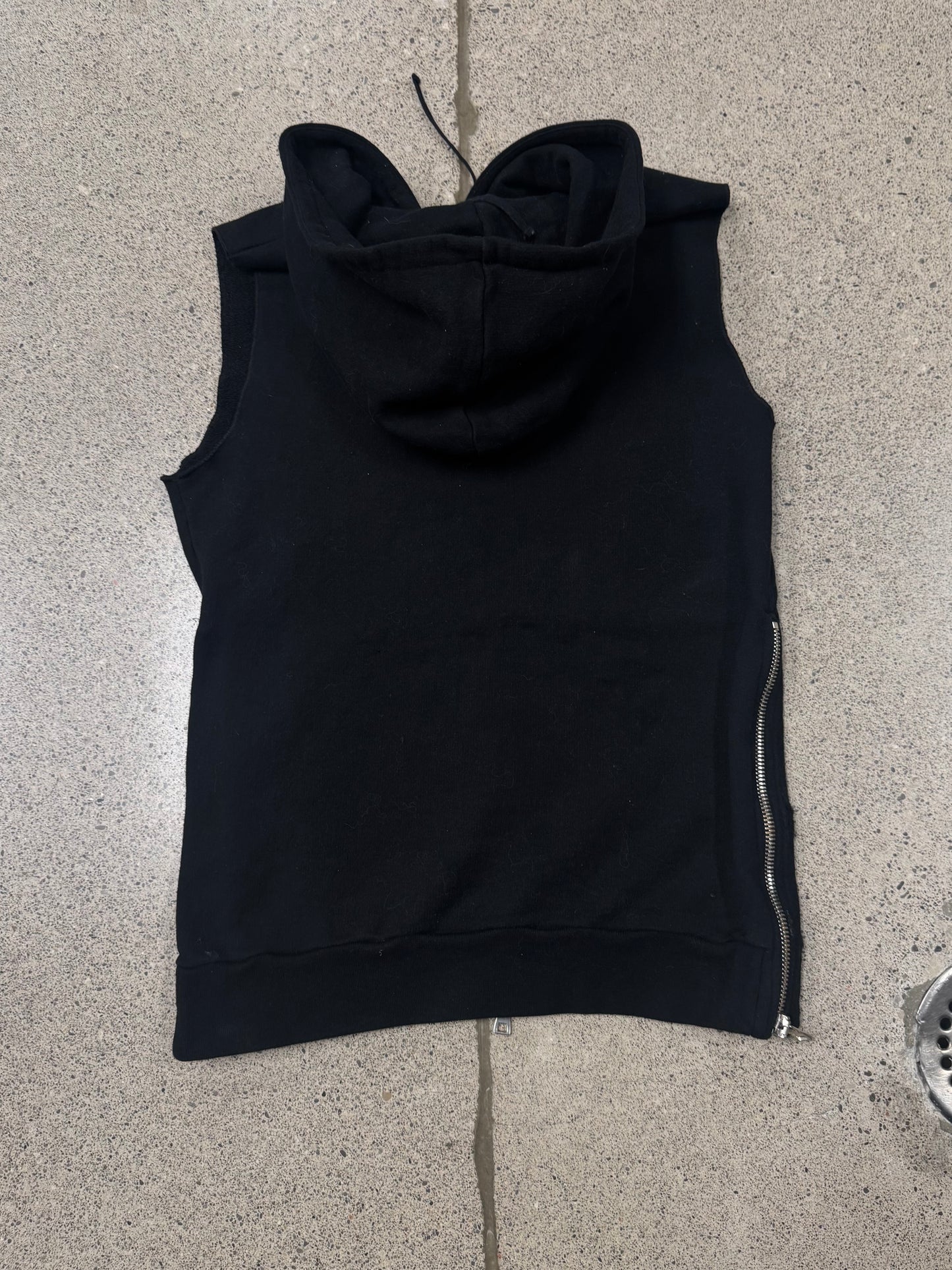 Balmain ‘Side-Zip’ Black Cotton Sleeveless Hoodie