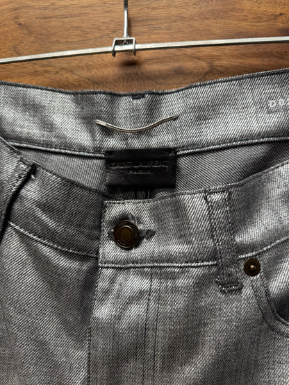 2018 Saint Laurent Silver Waxed ‘D02’ Skinny Denim