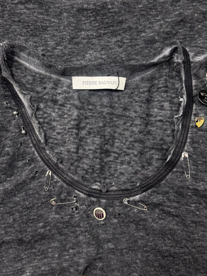 SS2011 Balmain ‘Safety Pin’ Thrash Distressed Tank Top