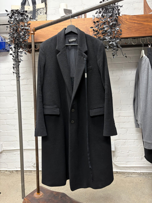 2024 Ann Demeulemeester Full Length Black Cashmere/Wool Single Breasted Coat