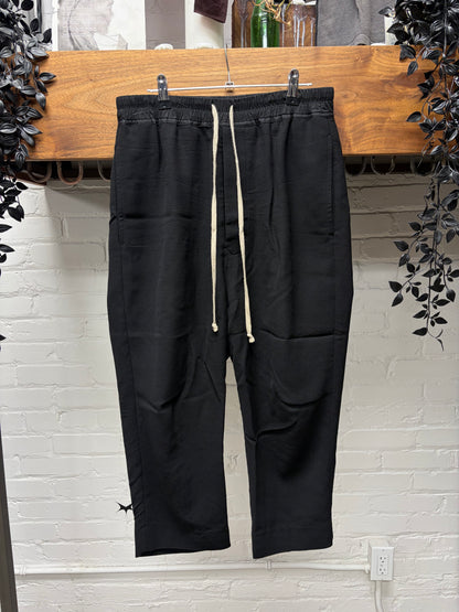 AW2019 Rick Owens ‘Larry’ Astaire Cut Black Cropped Wool Drawstring Trousers