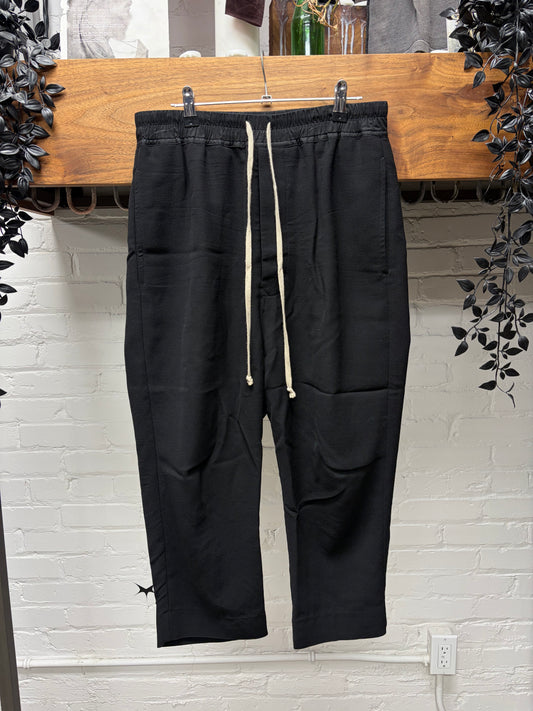 AW2019 Rick Owens ‘Larry’ Astaire Cut Black Cropped Wool Drawstring Trousers