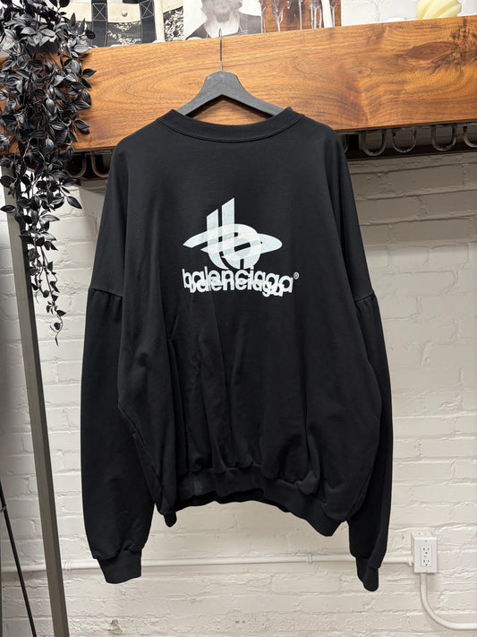 SS2024 Balenciaga ‘Layered Sports Logo’ Black Heavy Cotton Sweatshirt