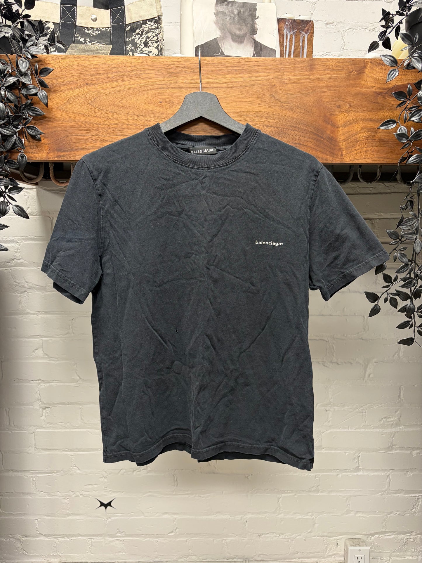 2018 Balenciaga ‘Simple Logo’ Black Short Sleeve Shirt