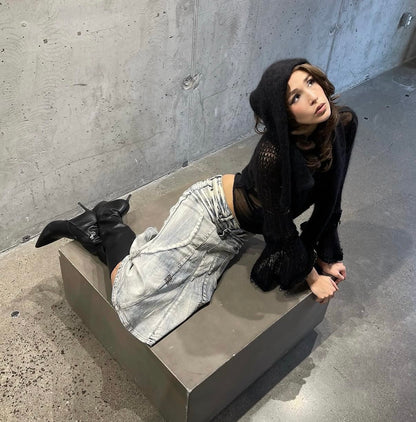 AW2007 Jean Paul Gaultier ‘Scarf Wrap’ Sheer/Mohair Blend Vampiric Knit Sweater