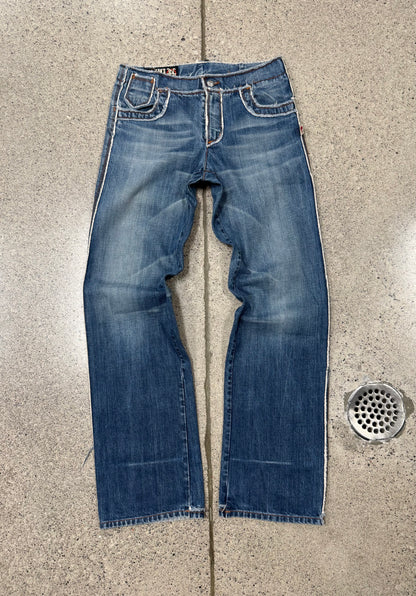 Vintage Jean Paul Gaultier ‘Raw Finish’ Blue Bootcut Flared Denim