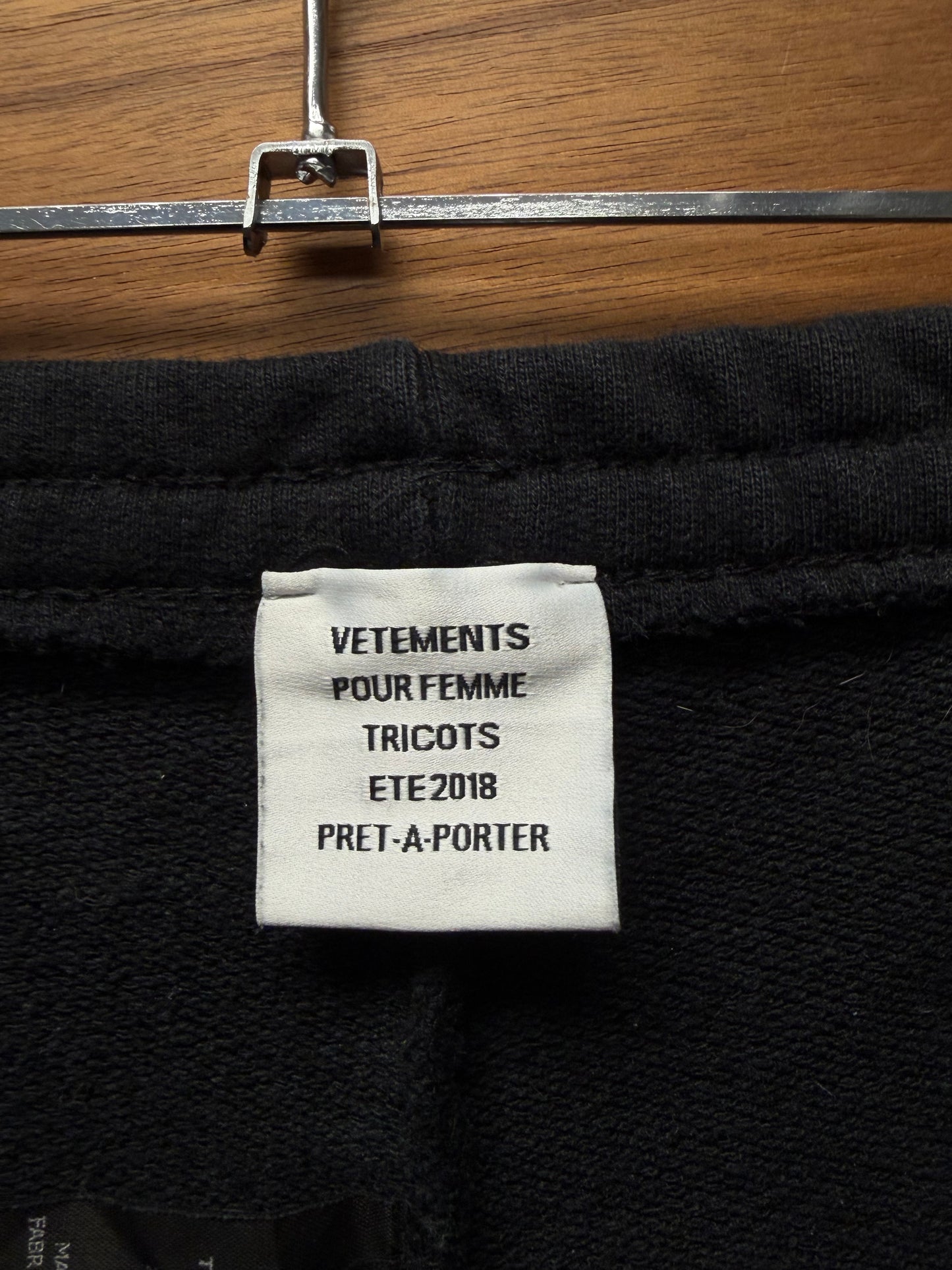 SS2019 Vetements ‘Wash Tag’ Black Drawstring Sweatpants