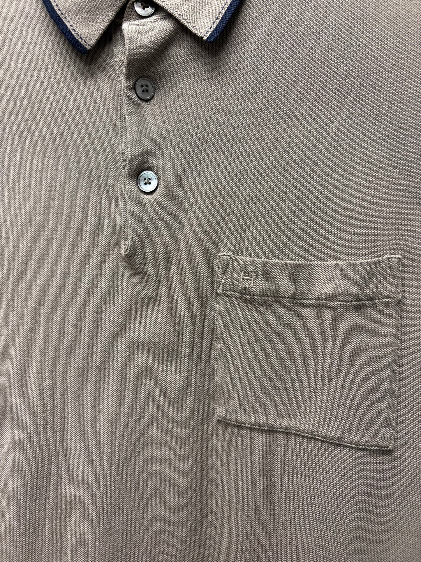 Hermes Embroidered ‘H Logo’ Brown Cotton Polo