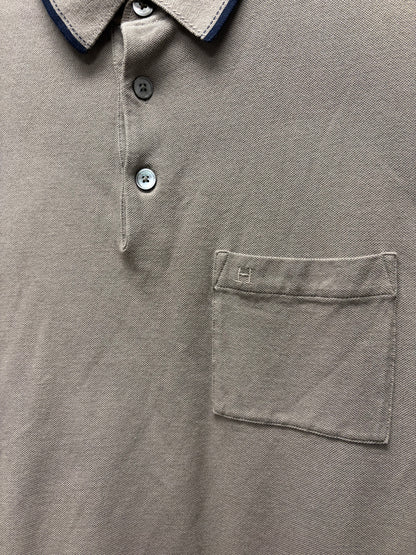 Hermes Embroidered ‘H Logo’ Brown Cotton Polo