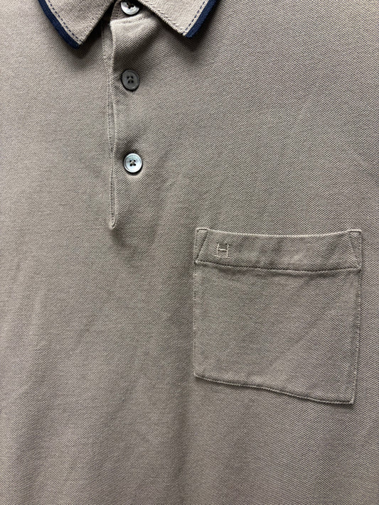 Hermes Embroidered ‘H Logo’ Brown Cotton Polo