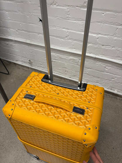 Goyard ‘Bourget PM’ Yellow Monogram Leather Trolley Rolling Carry-On Suitcase
