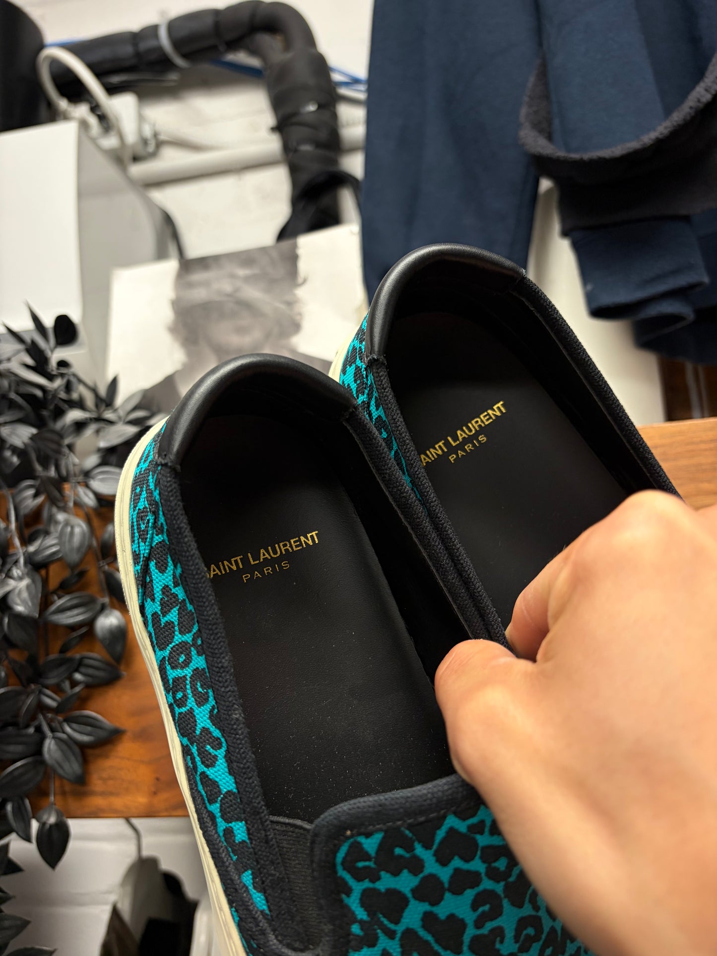 Saint Laurent ‘Babycat’ Leopard Print Slip On Sneakers