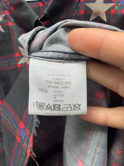 AW2015 Givenchy by Ricardo Tisci ‘Star Print’ Black/Red Plaid Button Up Shirt
