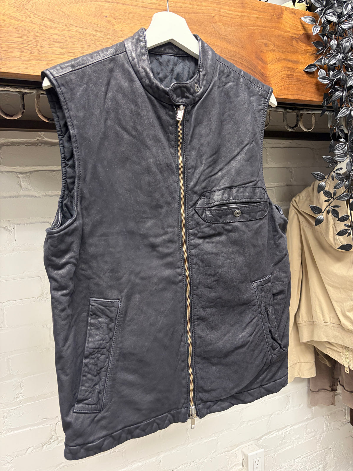 Maison Martin Margiela Reversible Black Waxed/Quilted Cotton Vest