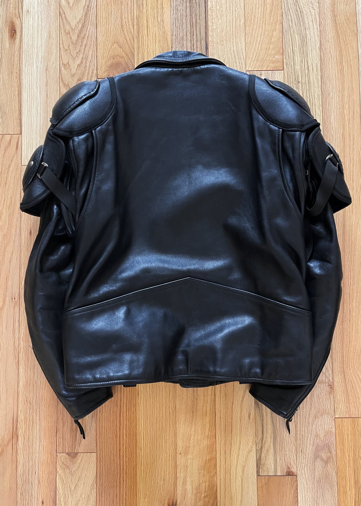 Kadoya ‘Battlesuit’ Armored Black Leather Biker Jacket