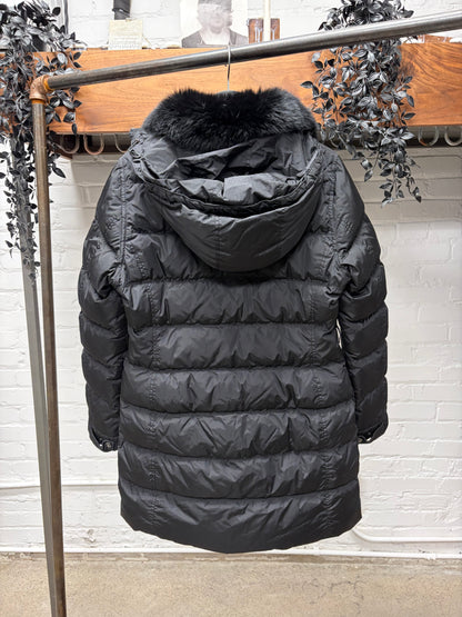 Prada Fur Trim Collar Black Down Padded Coat