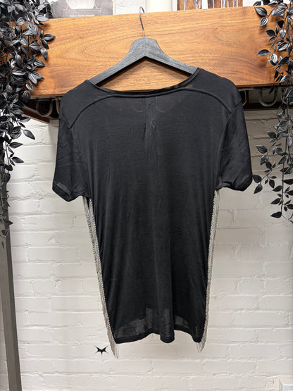 AW2013 Saint Laurent by Hedi Slimane ‘Chain Side Seam’ Runway Black Silk T-Shirt