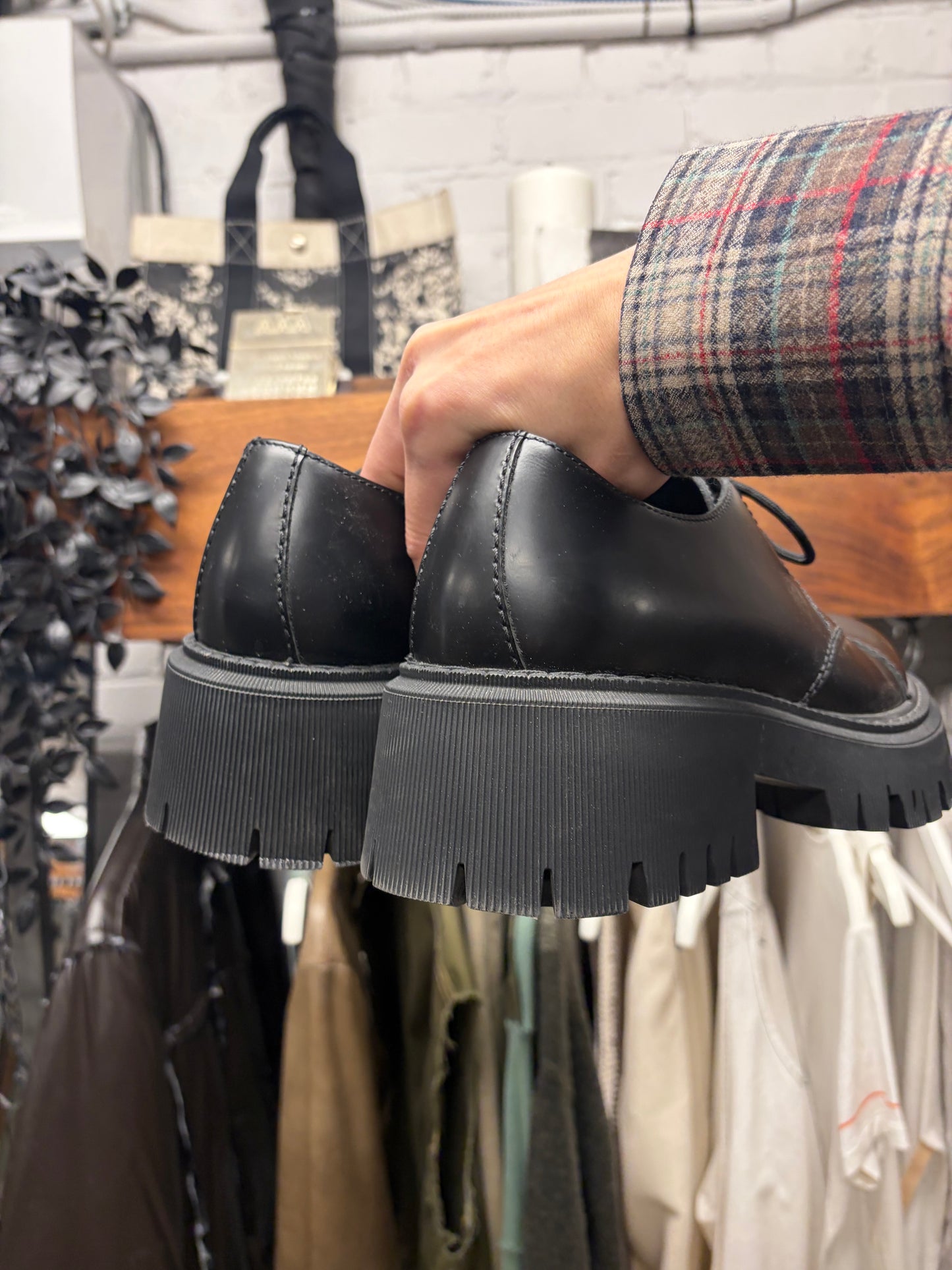 Balenciaga ‘Tractor’ Oversized Black Patent Leather Derbys