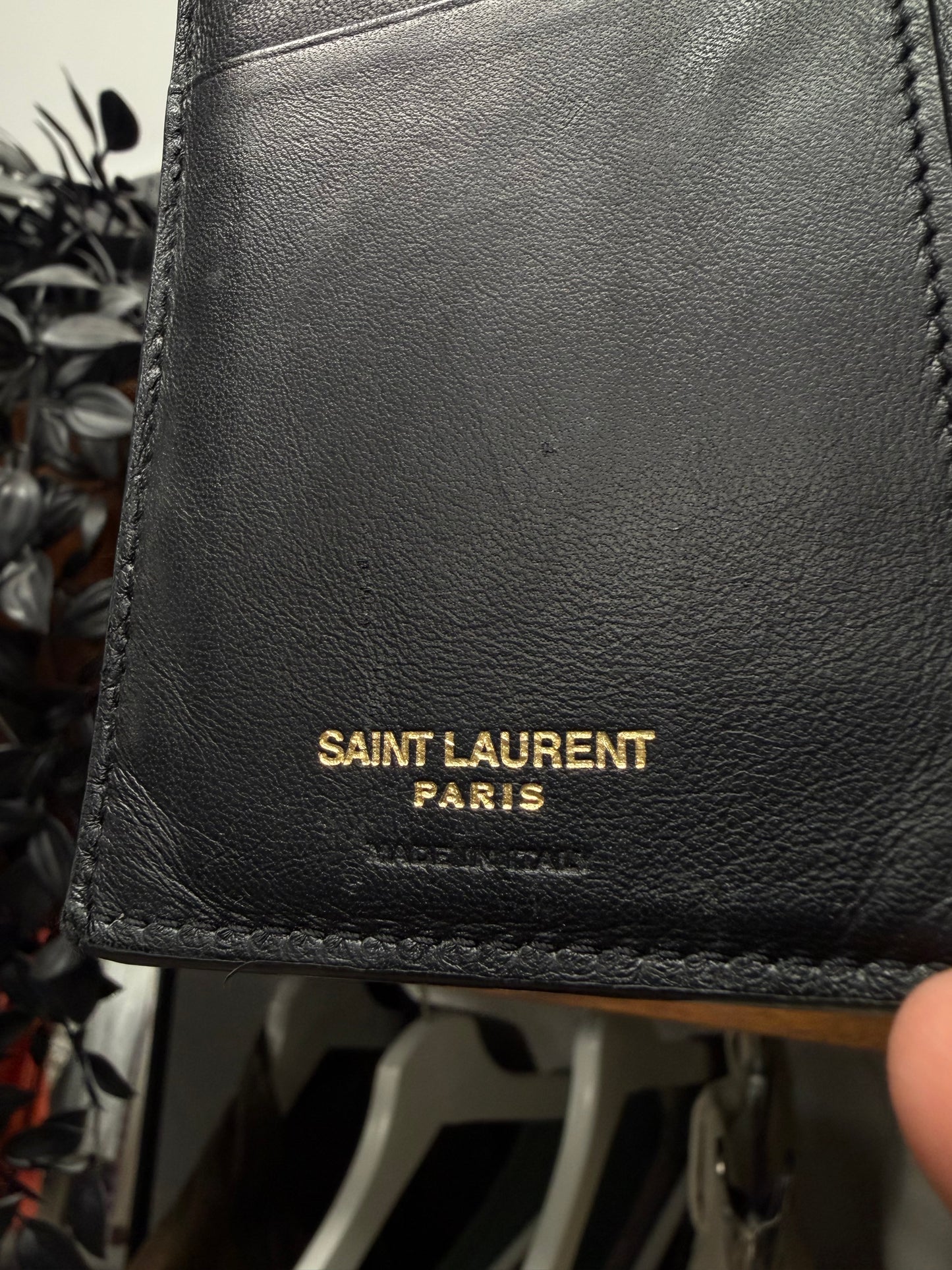 Saint Laurent Crocodile Embossed Leather Long Wallet