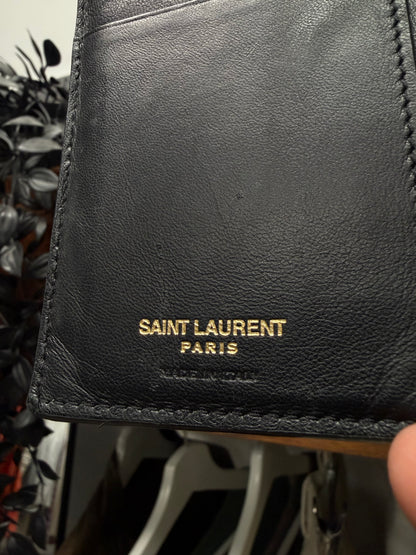 Saint Laurent Crocodile Embossed Leather Long Wallet