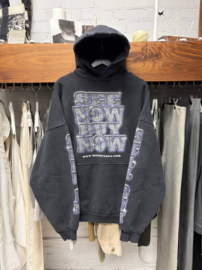 SS2024 Balenciaga ‘See Now Buy Now’ Distressed Black Pullover Hoodie