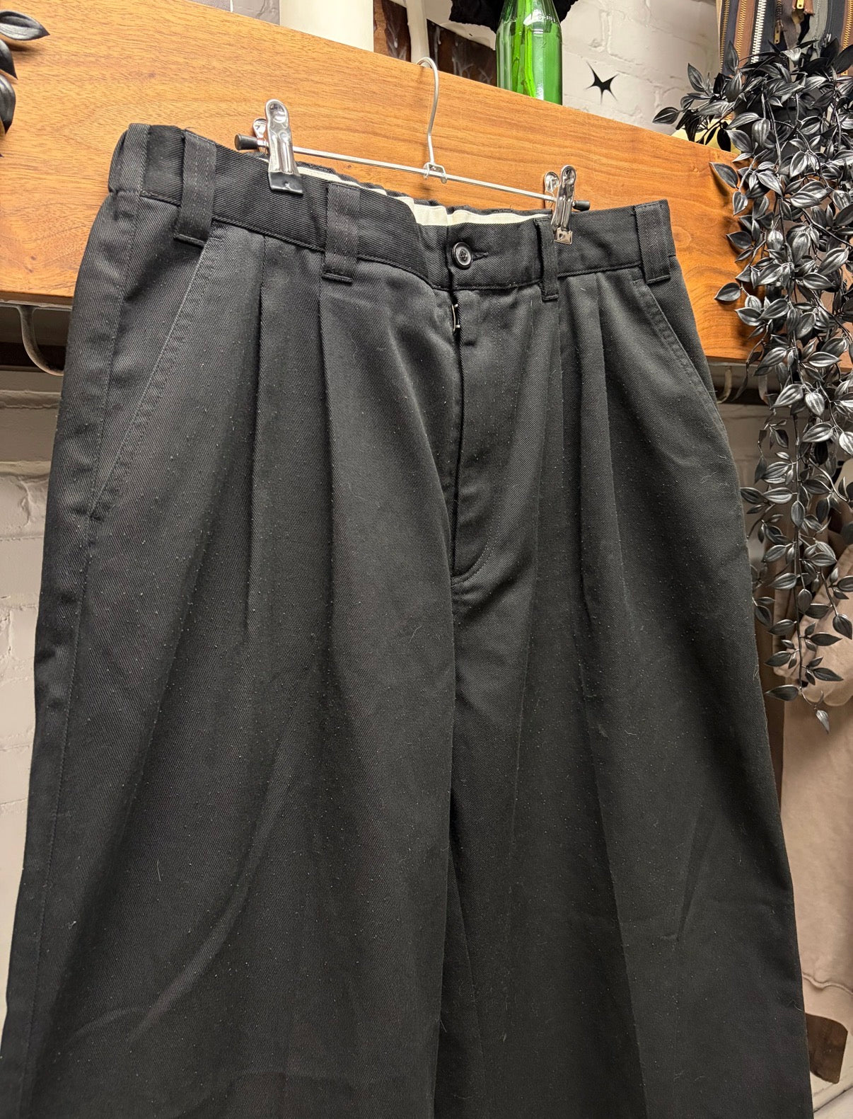 2024 Maison Margiela Black Elasticated Waistband Pleated Wide Leg Pants