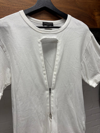 2014 Comme Des Garçons Homme Plus ‘Zip-Up’ White Short Sleeve T-Shirt