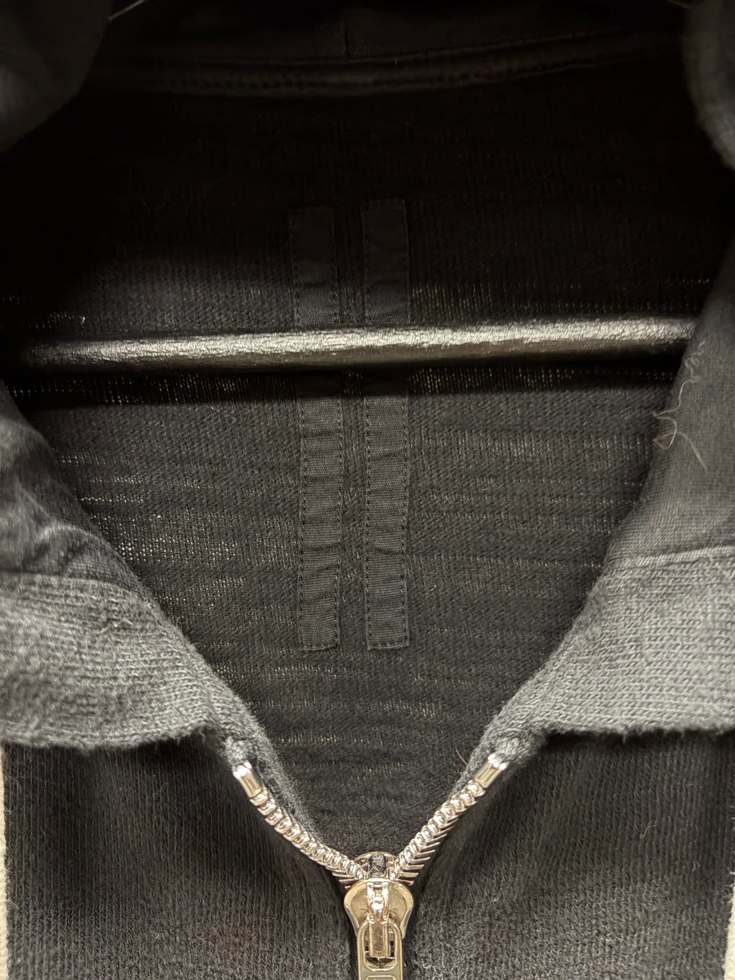 Rick Owens ‘Jason’ Natural Cotton Black Zip-Up Hoodie